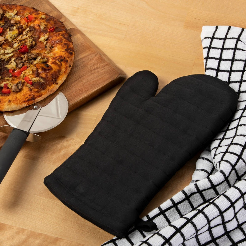 7pc Kitchen Textile Set Black - Room Essentials