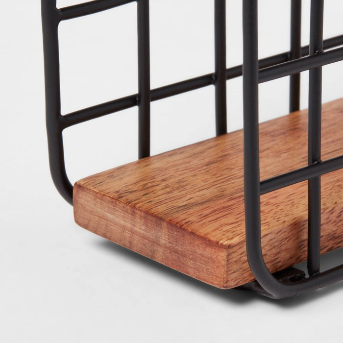 Iron and Mangowood Wire Napkin Holder Black - Threshold