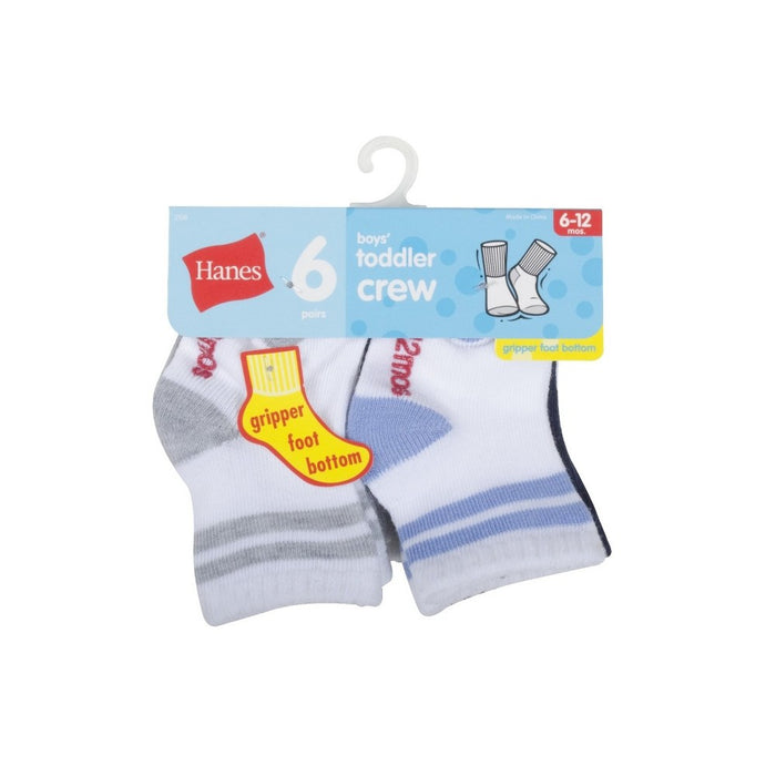 Hanes Infant Toddler Boys' 6pk Crew Socks - Colors Vary 2T-3T