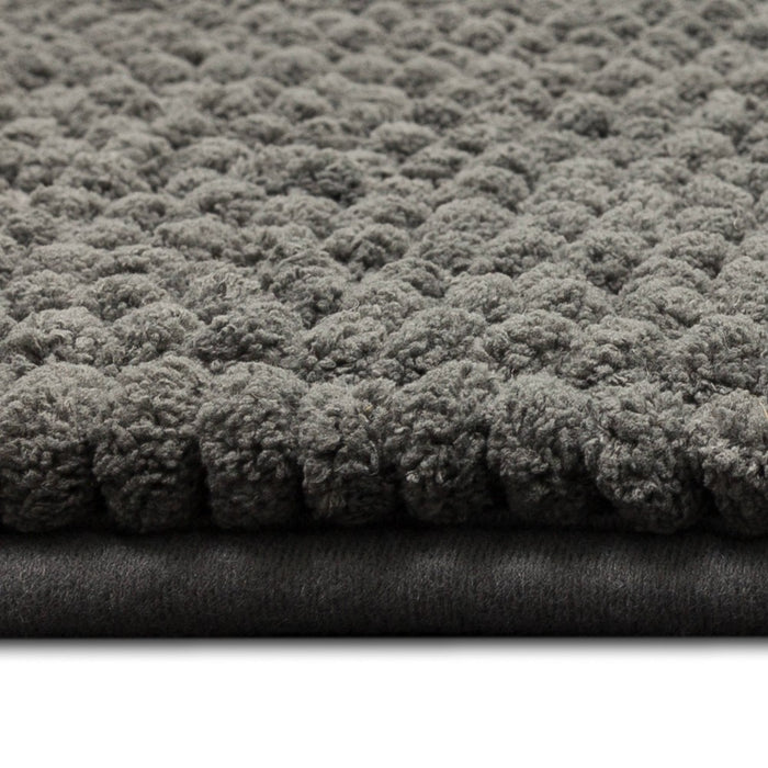 17"x24" Chunky Chenille Memory Foam Bath Rug Dark Gray - Room Essentials