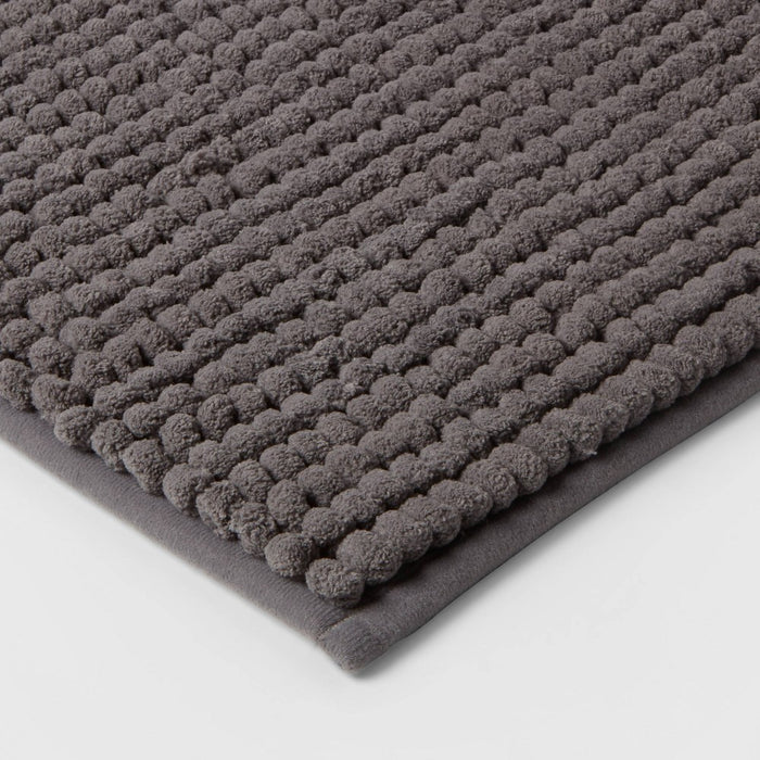 17"x24" Chunky Chenille Memory Foam Bath Rug Dark Gray - Room Essentials