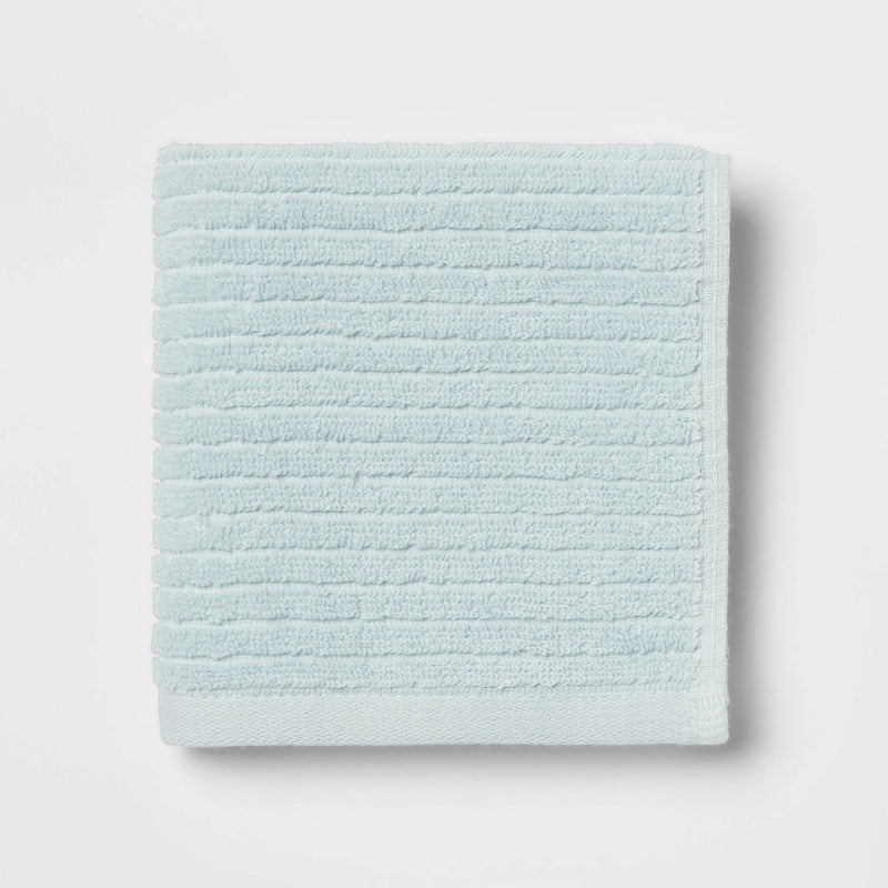 4pk Quick Dry Ribbed Hand/Wash Towel Set Aqua - Threshold