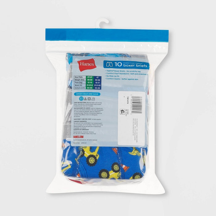 Hanes Toddler Boys' 10pk Boxer Briefs - Colors May Vary 2T-3T