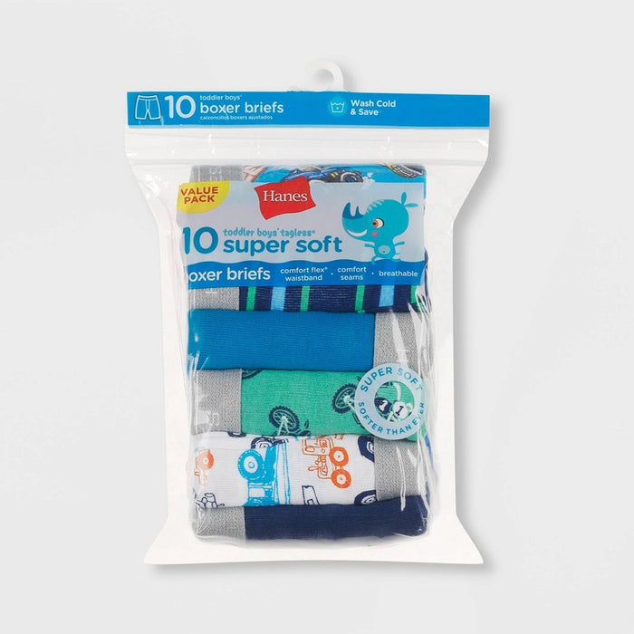Hanes Toddler Boys' 10pk Boxer Briefs - Colors May Vary 2T-3T