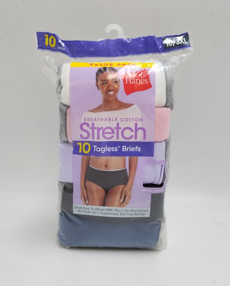 Hanes Women's 10pk Cotton Stretch Briefs Underwear SIZE 10