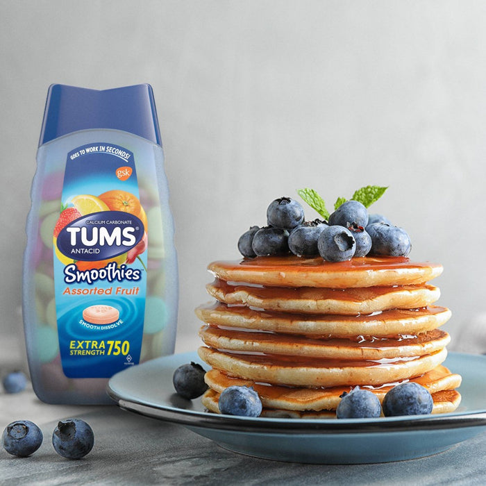 TUMS Extra Strength Antacid Smoothies Assorted Fruit Chewable Tablet 12ct