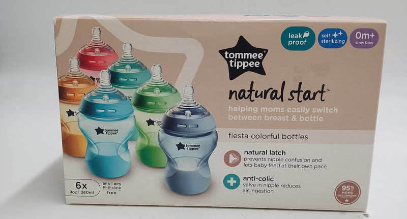 Tommee Tippee Closer To Nature Fiesta Baby Bottle - 9oz/6pk