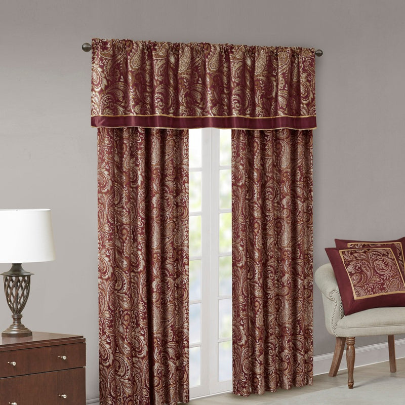 18"x50" Valerie Polyester Jacquard Valance Burgundy