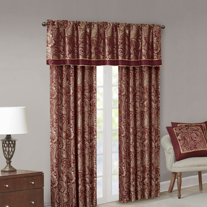 18"x50" Valerie Polyester Jacquard Valance Burgundy