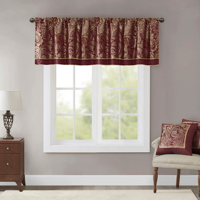 18"x50" Valerie Polyester Jacquard Valance Burgundy