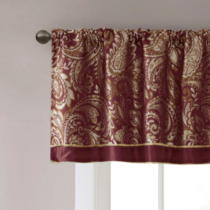 18"x50" Valerie Polyester Jacquard Valance Burgundy