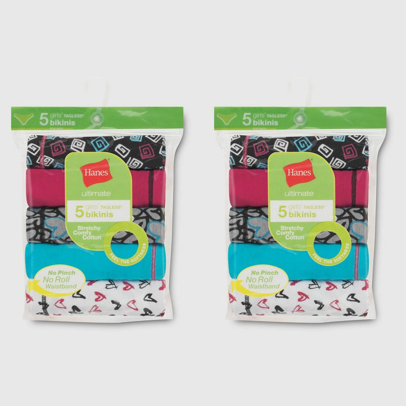 Hanes Premium Girls' 5+5 Bonus Pack Bikinis - 6