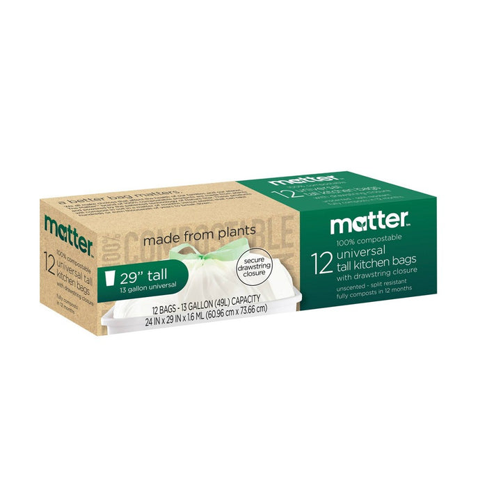 Matter 100% Compostable Universal Tall Kitchen Trash Bags - 13 Gallon/12ct-