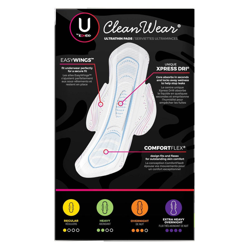 U by Kotex CleanWear Ultra Thin Pads with Wings - Heavy - Unscented - 28ct