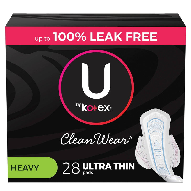 U by Kotex CleanWear Ultra Thin Pads with Wings - Heavy - Unscented - 28ct