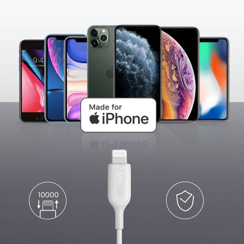 Anker 3' PowerLine Lightn to 3.5mm Audio Aux Adapter - White