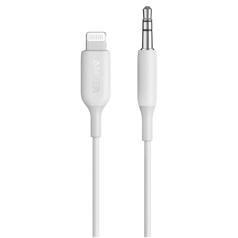 Anker 3' PowerLine Lightn to 3.5mm Audio Aux Adapter - White