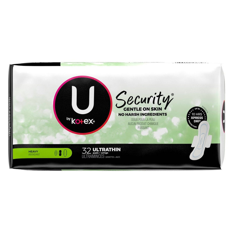 U by Kotex Security Ultra Thin Feminine Pads with Wings - 32ct