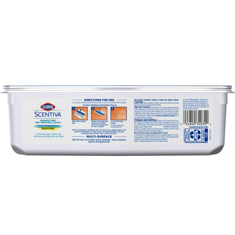 Clorox Scentiva Disinfecting Wet Mopping Cloths - Pacific Breeze & Coconut - 24ct