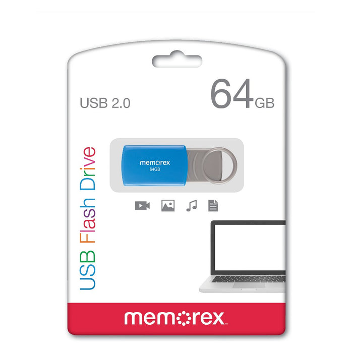 Memorex 64GB Flash Drive USB 2.0 - Blue (32020006421)