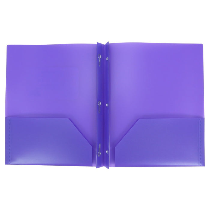 2 Pocket Plastic Folder with Prongs Purple - up & up