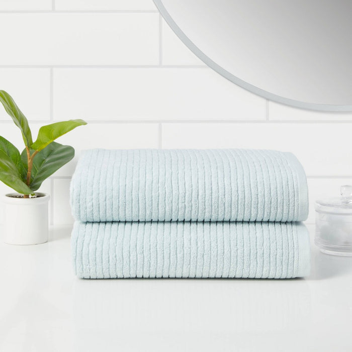 2pk Quick Dry Ribbed Bath Towel Set Aqua - Threshold
