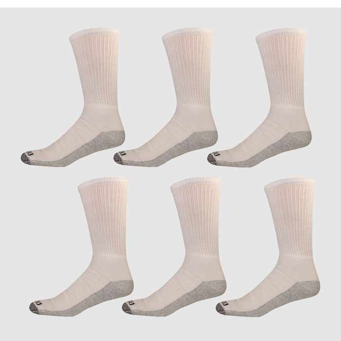 Dickies Men's Dri Tech Crew Socks 6pk - White 6-12