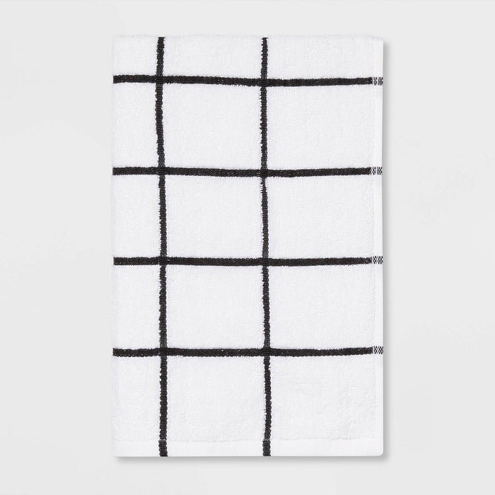 Everyday Grid Hand Towel Black/White - Room Essentials
