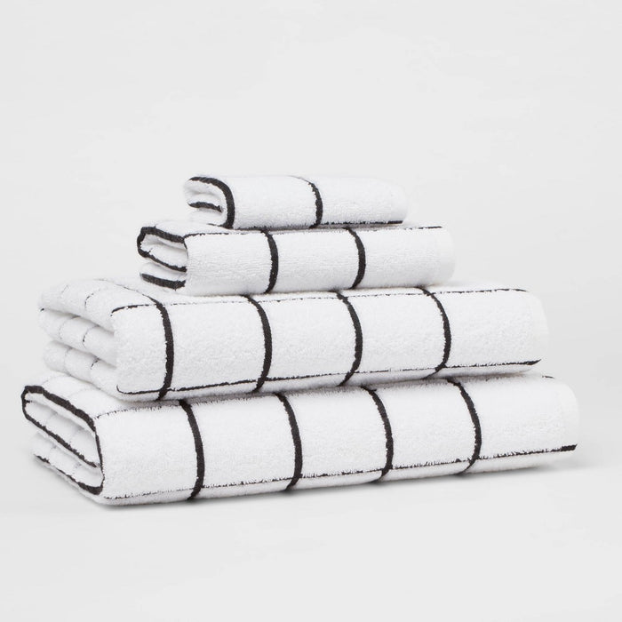 Everyday Grid Hand Towel Black/White - Room Essentials