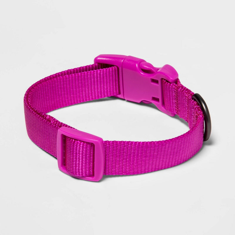 Basic Dog Collar with Color Matching Buckle - XS - Pink - Boots & Barkley