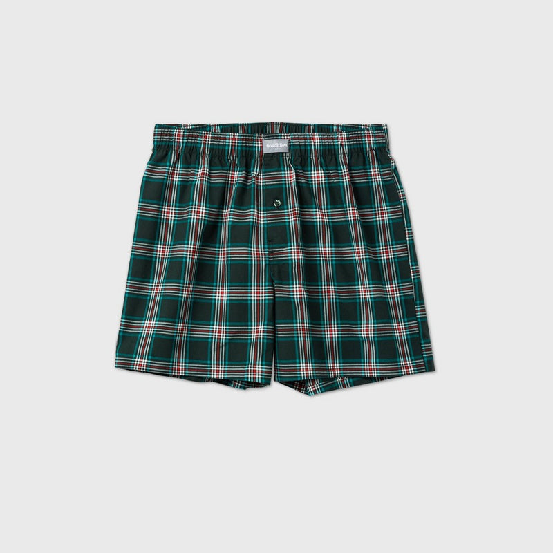 Men's Woven Plaid Boxers - Goodfellow & Co Green/Red M