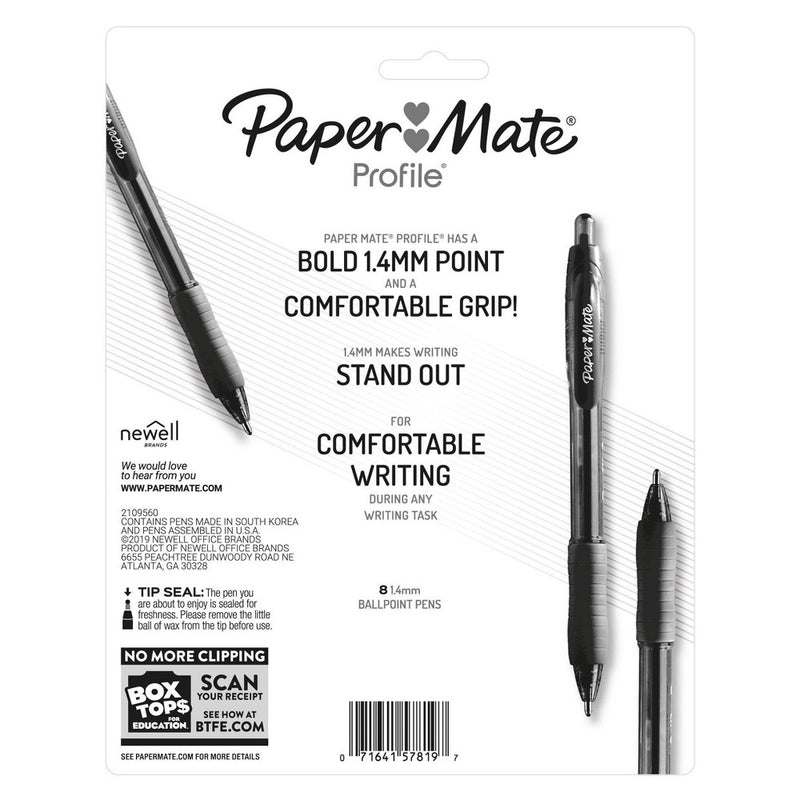 8pk Ballpoint Pens Profile 1.4mm Multicolored - PaperMate