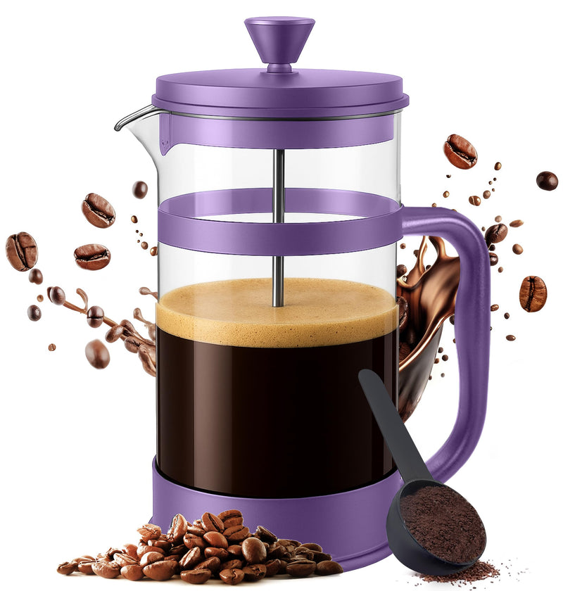 Utopia Kitchen 34 Ounce 1 Liter French Press Coffee Maker, Tea Maker, Travel Coffee Presses, Heat Resistant Thickened Borosilicate Coffee Pot For Camping Travel Gifts, Plum Pack Of 1