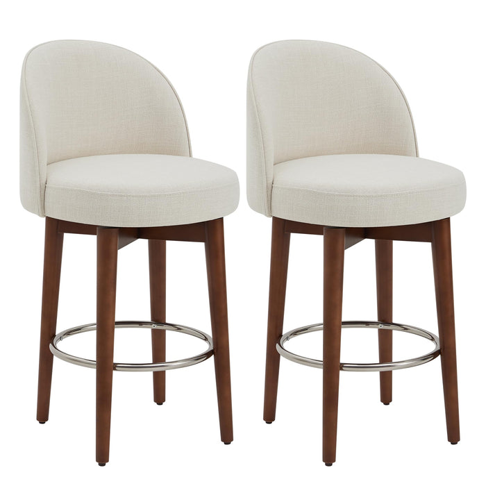 CHITA Counter Height Bar Stools Set Of 2,Swivel Barstools For Kitchen Island,26.4" H Seat Height,Fabric,Linen (LOCAL PICKUP ONLY)
