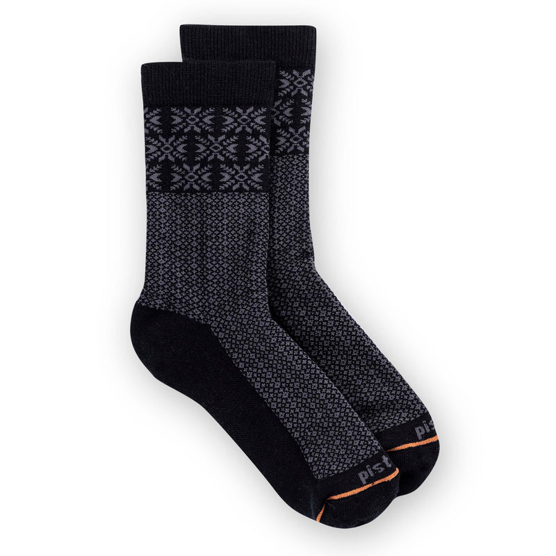 PISAC Women's Astrid Crew Socks, Black, Small