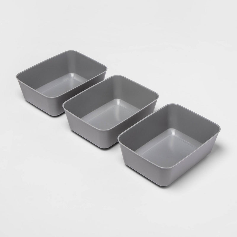 3pk Medium Storage Trays Gray Mist - Room Essentials