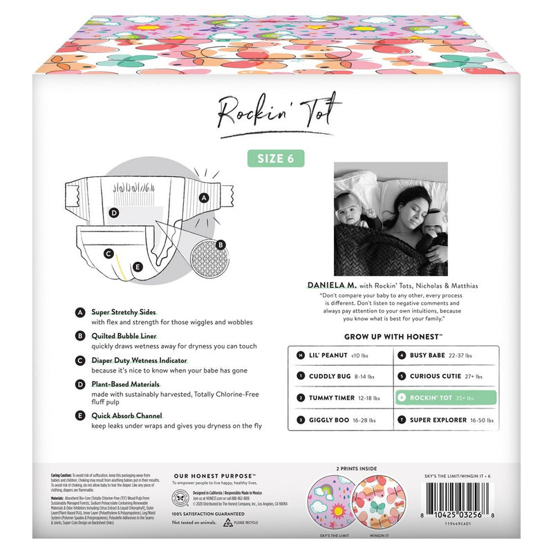 The Honest Company Disposable Diapers Sky's The Limit & Wingin It - Size 6 (44ct)