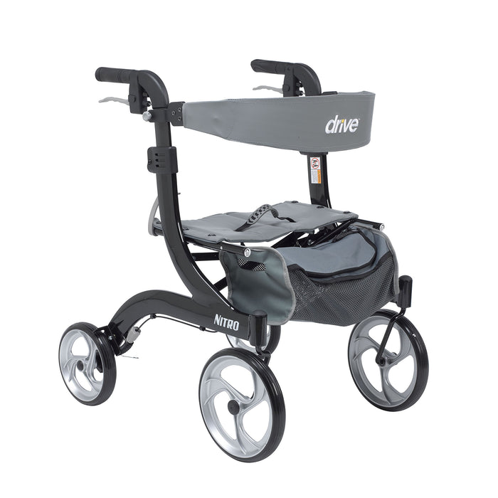 Drive Medical RTL10266BK-H Nitro Aluminum Rollator, Hemi Height, 10 Inch Casters, 1 Count (Pack Of 1) (LOCAL PICKUP ONLY)