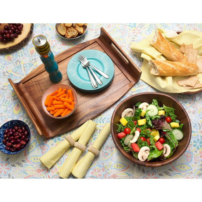 Lipper International Large Acacia Wave Bowl with Salad Servers