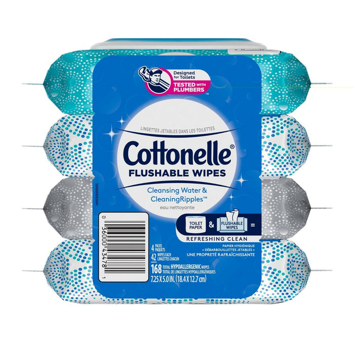 Cottonelle Flushable Wet Wipes Flip-Top Pack - 4pk/42ct