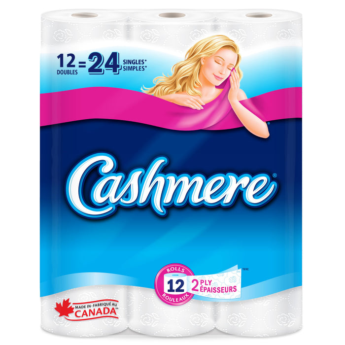 Cashmere Bathroom Tissue 2-Ply Thickness - Soft Toilet Paper | Pack Of 12 Double Rolls 242 Sheets Per Roll