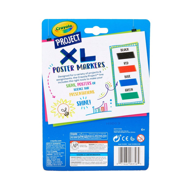 4ct Crayola Project XL Poster Markers - Classic Colors
