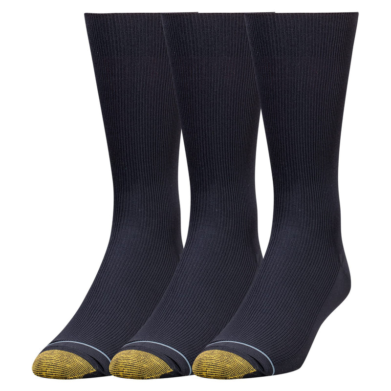 GOLDTOE Men's Metropolitan Crew Dress Socks, 3-Pairs, Navy, Shoe Size: 6-12.5