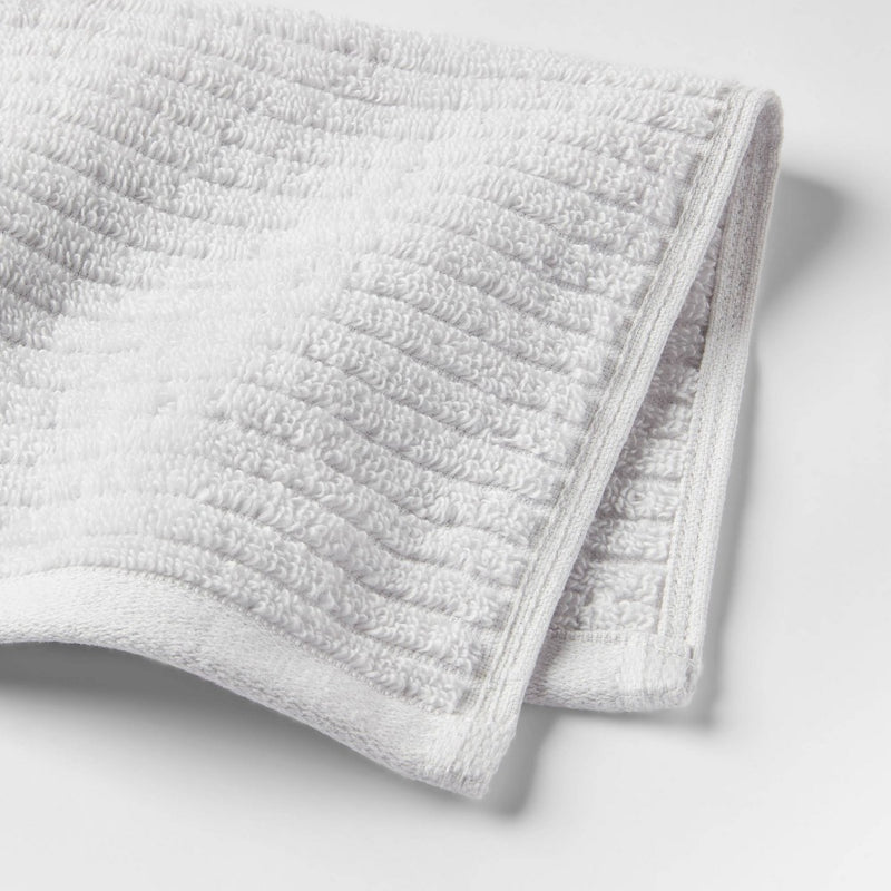 4pk Quick Dry Ribbed Hand/Wash Towel Set Light Gray - Threshold