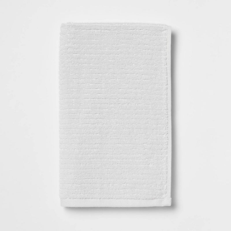 4pk Quick Dry Ribbed Hand/Wash Towel Set Light Gray - Threshold