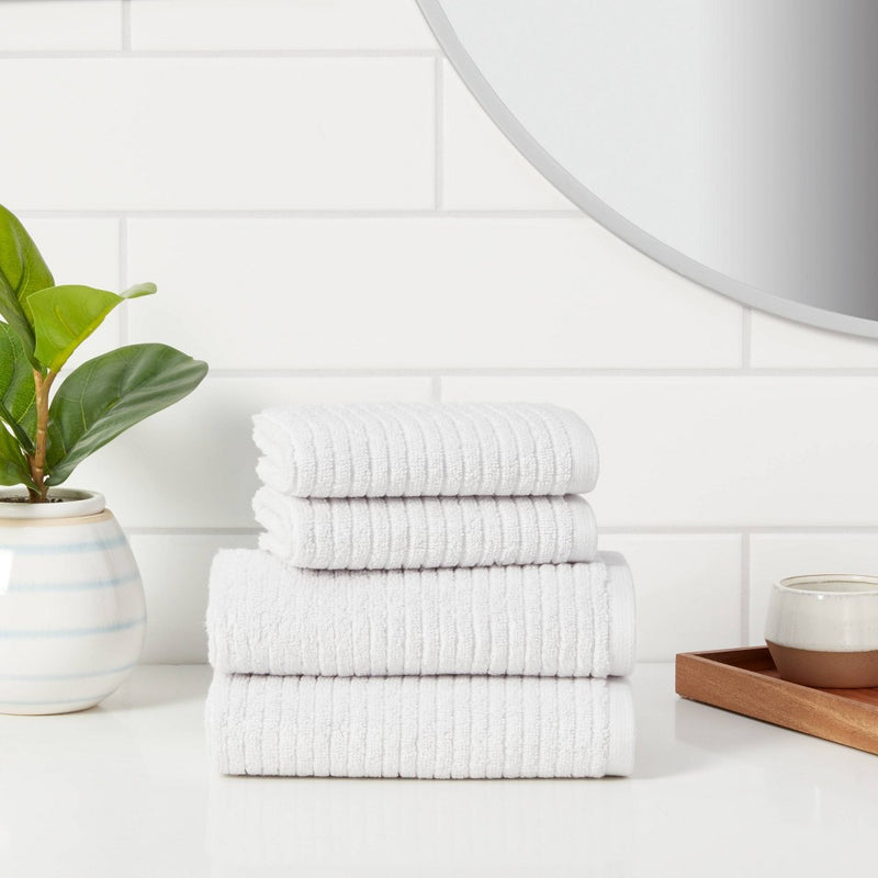 4pk Quick Dry Ribbed Hand/Wash Towel Set Light Gray - Threshold