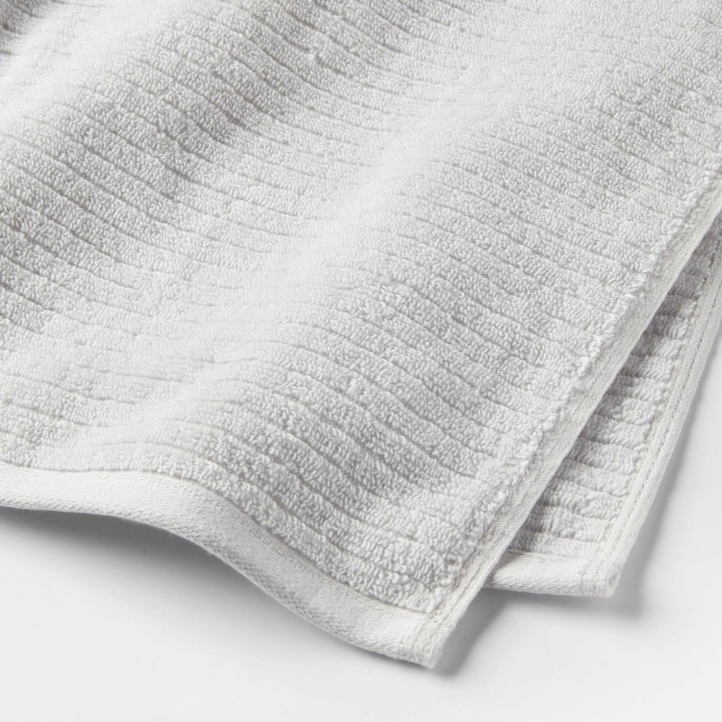 4pk Quick Dry Ribbed Hand/Wash Towel Set Light Gray - Threshold