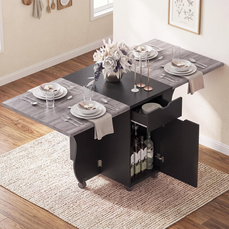 GIANTEX Folding Dining Table For 4-6 With Storage Cabinet, 2 Drawers (LOCAL PICKUP ONLY)