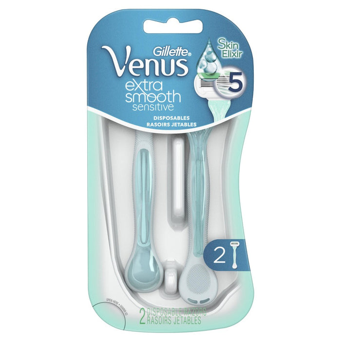 Venus Extra Smooth Sensitive 5-Blade Women's Disposable Razors - 2ct