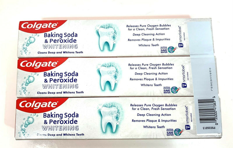 (3 Tubes) Colgate Baking Soda & Peroxide Whitening Toothpaste Frosty Mint Stripe